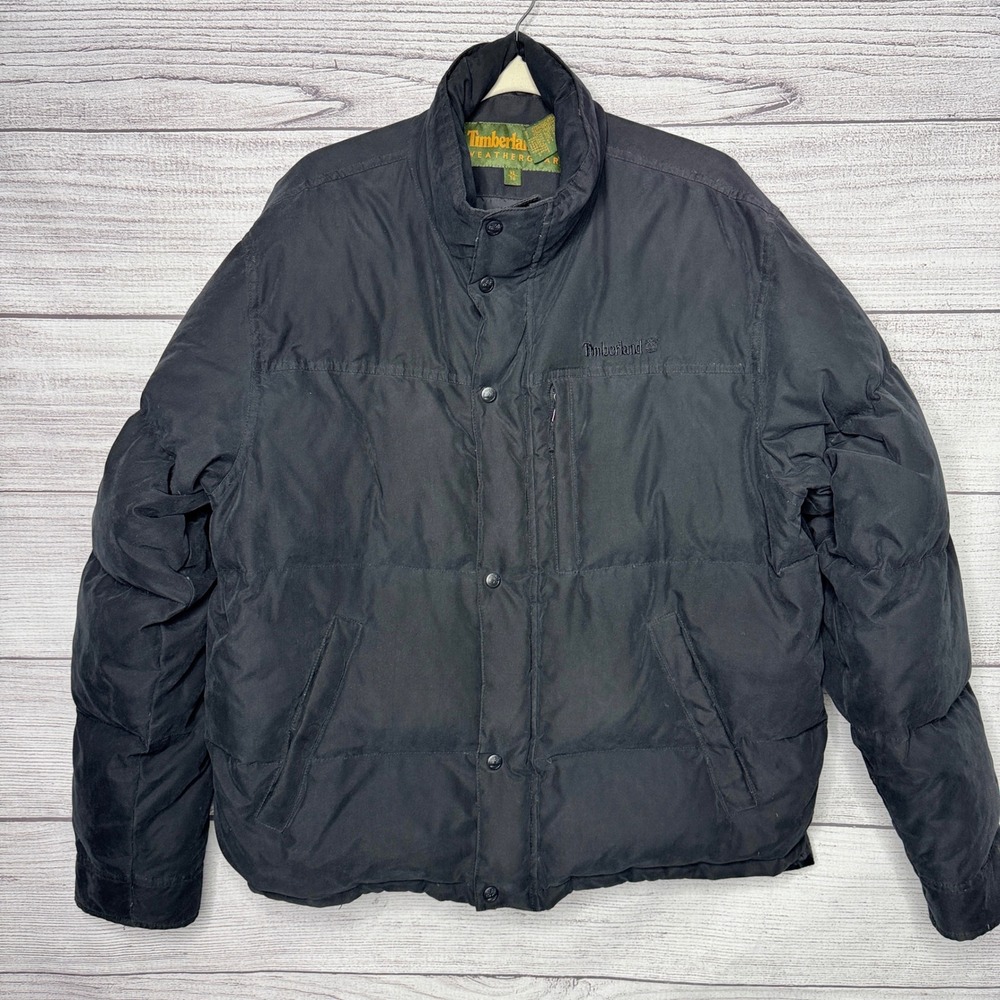 Timberland Weathergear Duck Down Puffer Jacket Winter Coat Mens‎ XL Black